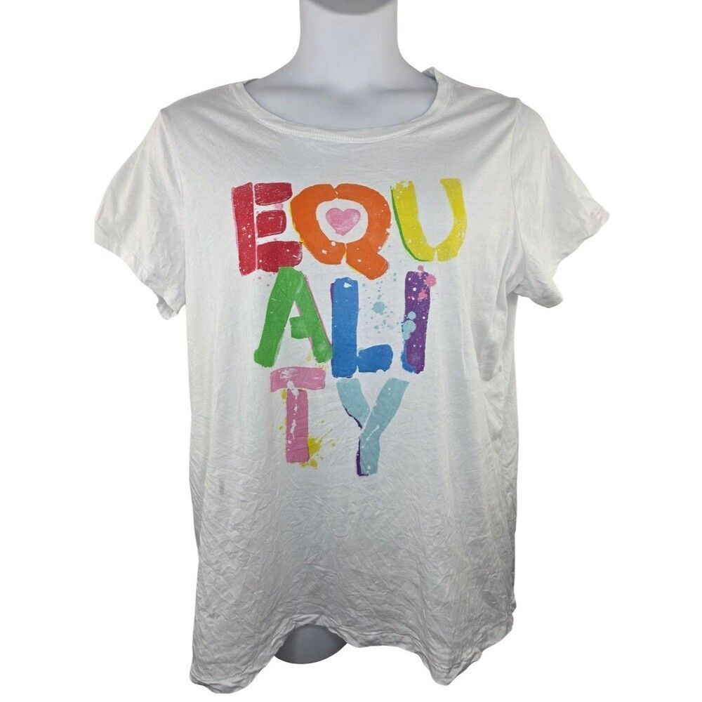 Torrid 1 White 'EQUALITY' Rainbow Graphic Tee 1583-